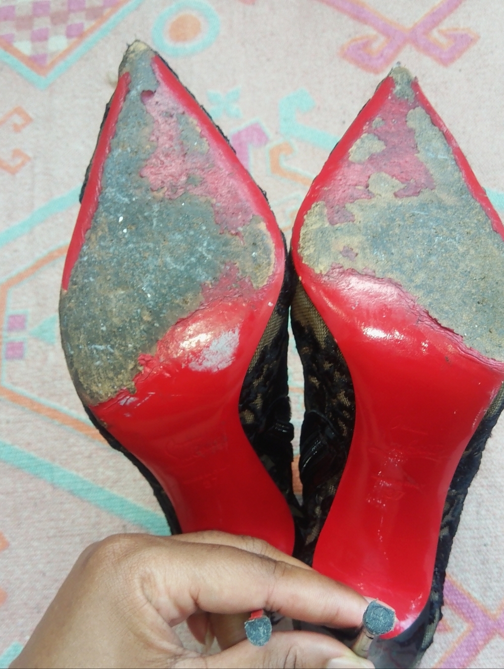 Christian Louboutin Black Mesh Lace Gipsy Ankle Boot - Picture 7 of 15